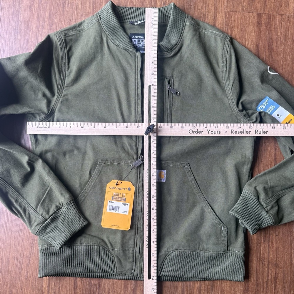 Carhartt Womens Medium Crawford Rugged Flex Canvas Bomber Jacket Green Winery - Picture 13 of 14